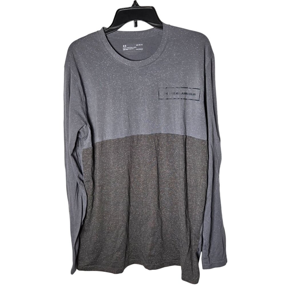 Under Armour Mens Gray Loose Long Sleeve Top Large Heatgear Fall Winter Casual‎